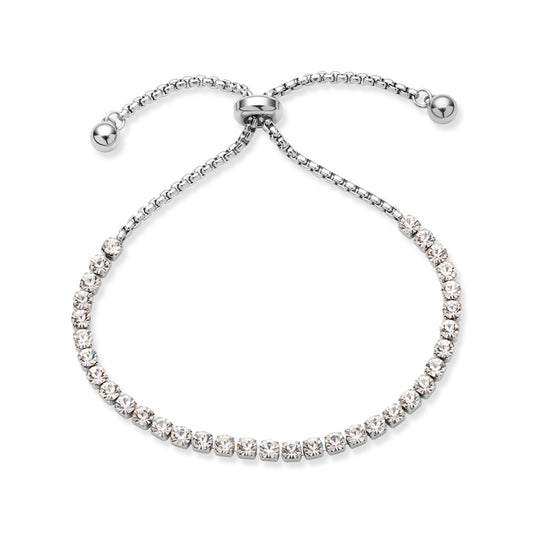 Over & Over Silver Stainless Steel Crystal Pull Bracelet