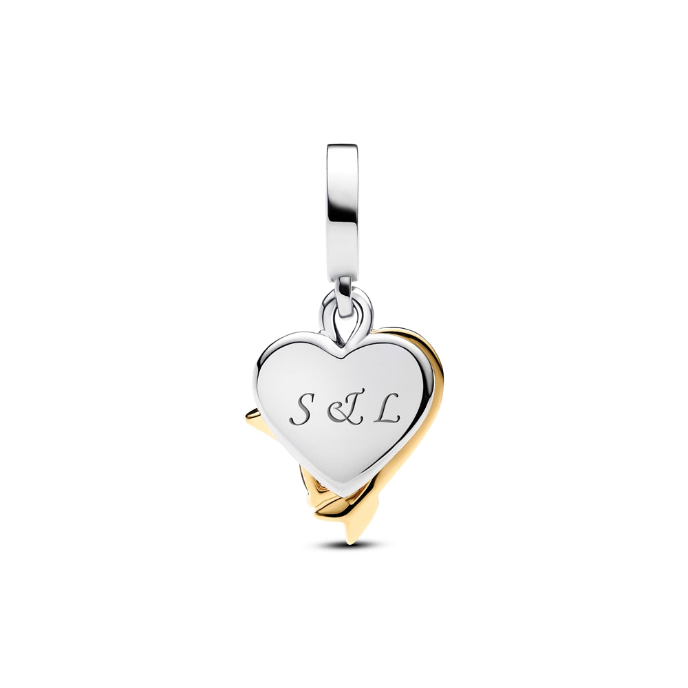 Pandora Engravable Heart & Arrow Double Dangle Charm