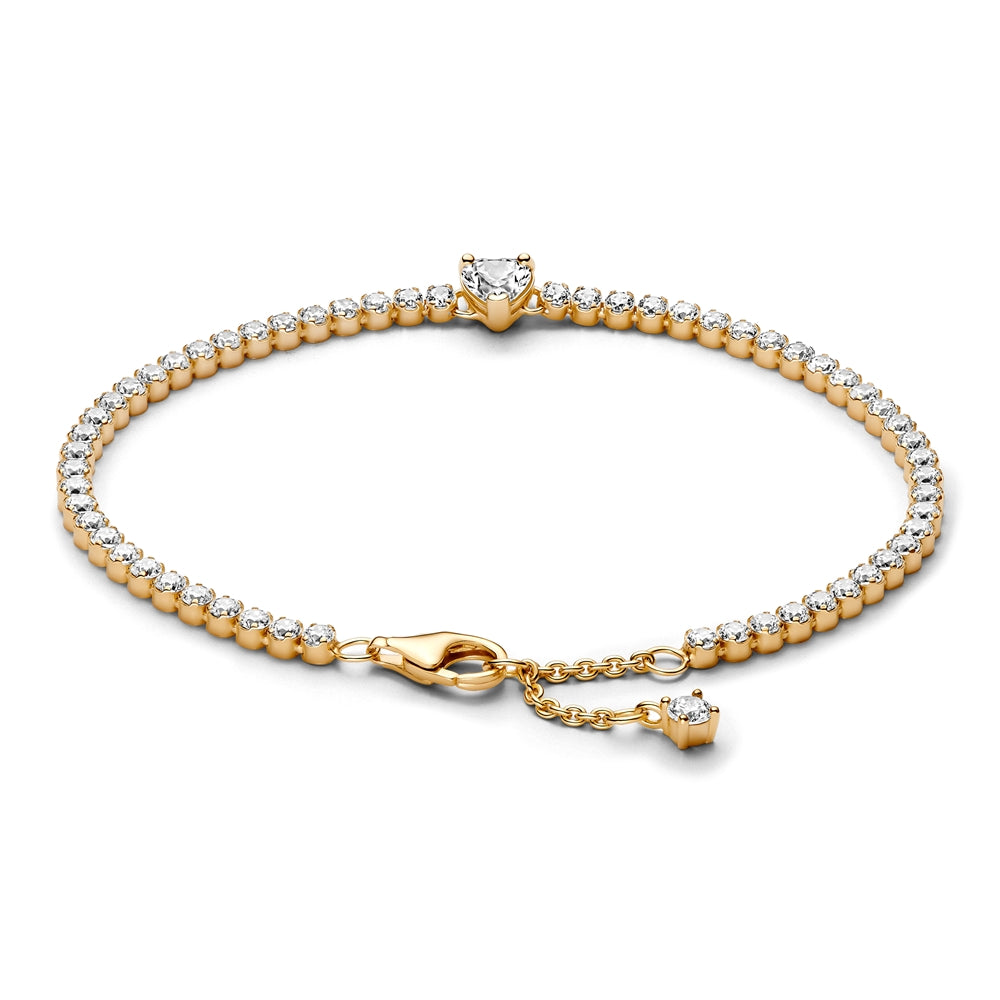 Pandora Gold Sparkling Heart Tennis Bracelet