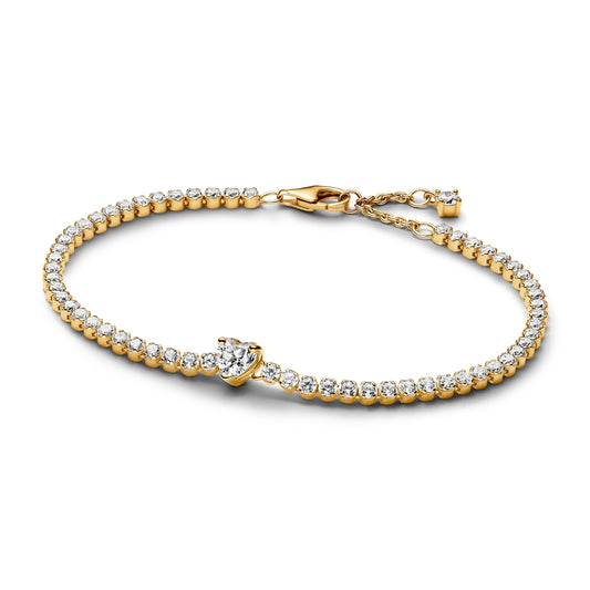 Pandora Gold Sparkling Heart Tennis Bracelet