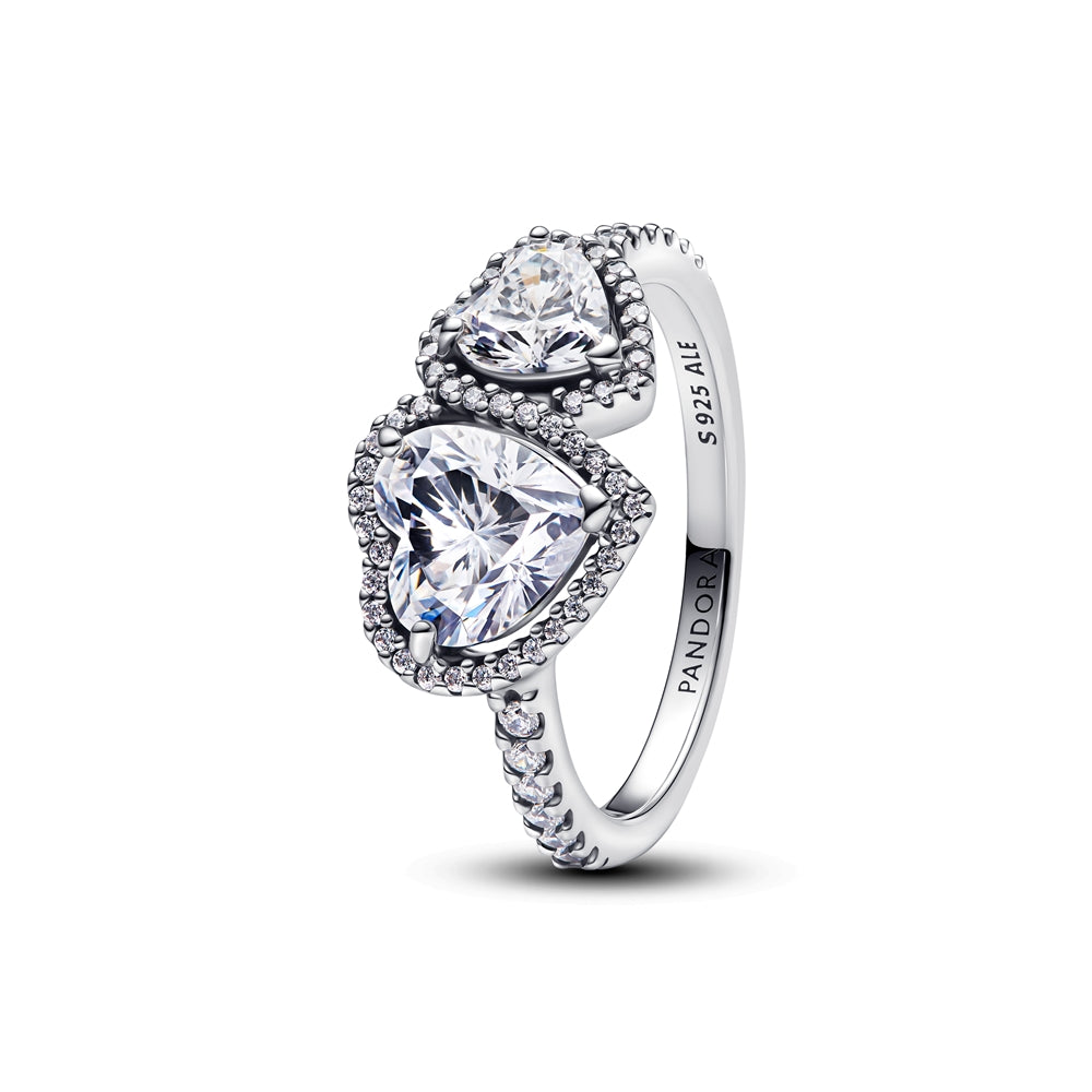 Pandora Double Sparkling Halo Hearts Ring