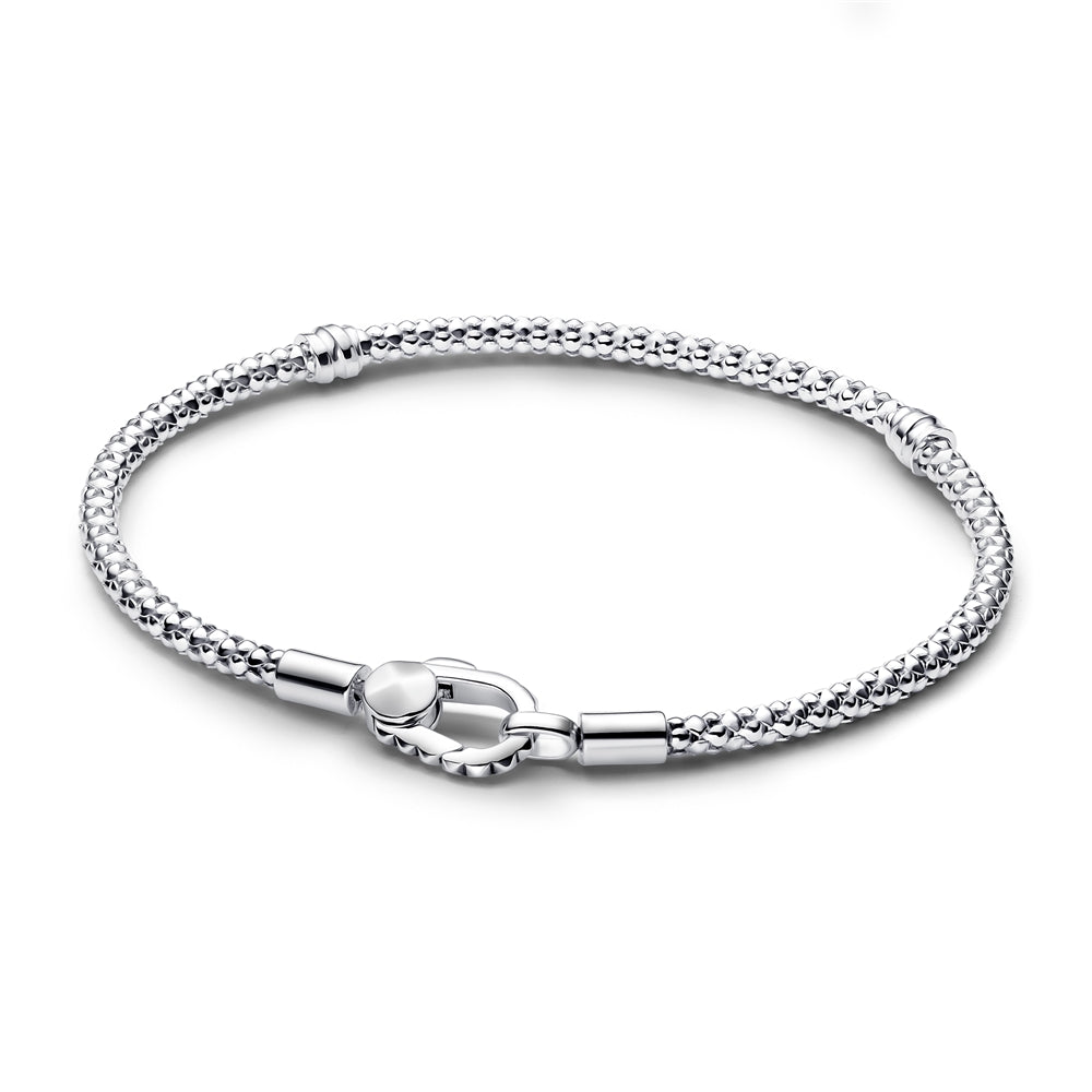 Pandora Silver Studded Clasp & Chain Bracelet