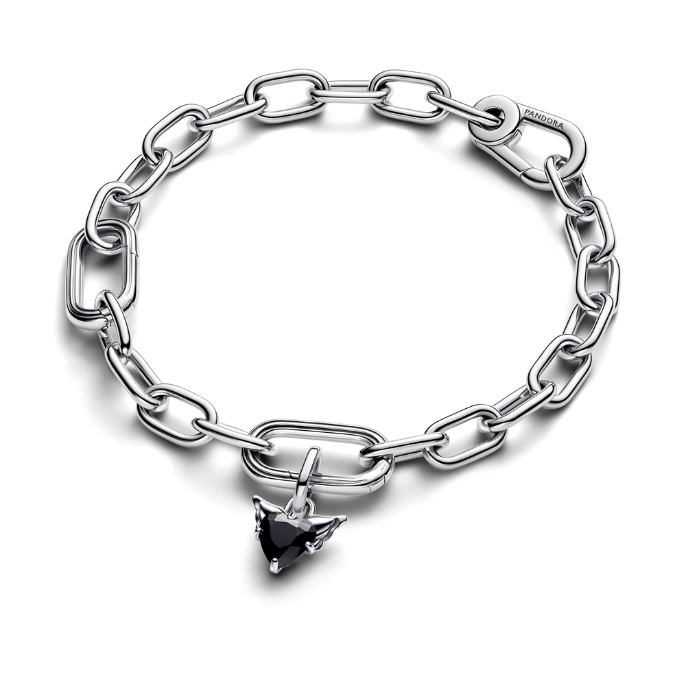 Pandora Winged Black Heart Mini Dangle Charm