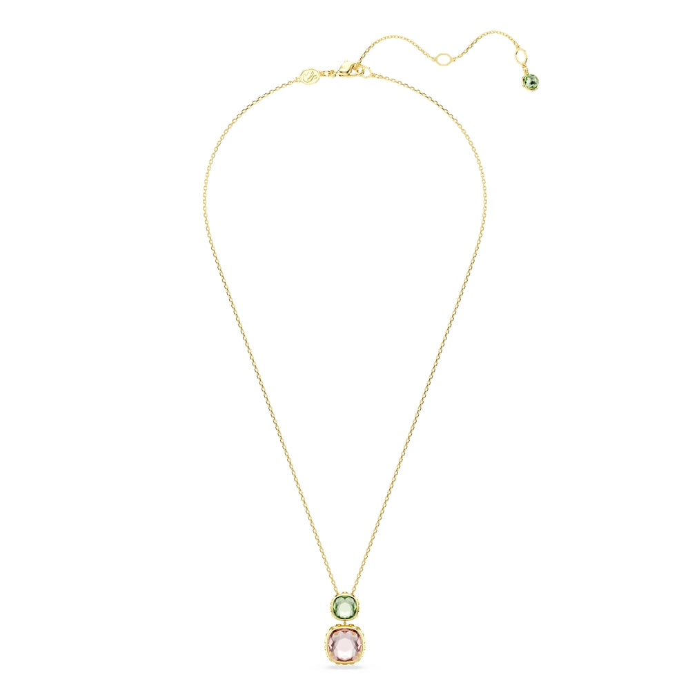 Swarovski Chroma Gold Multicolour Cushion Cut Crystal Necklace