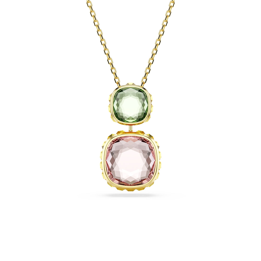 Swarovski Chroma Gold Multicolour Cushion Cut Crystal Necklace