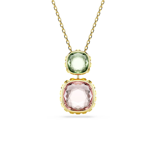 Swarovski Chroma Gold Multicolour Cushion Cut Crystal Necklace