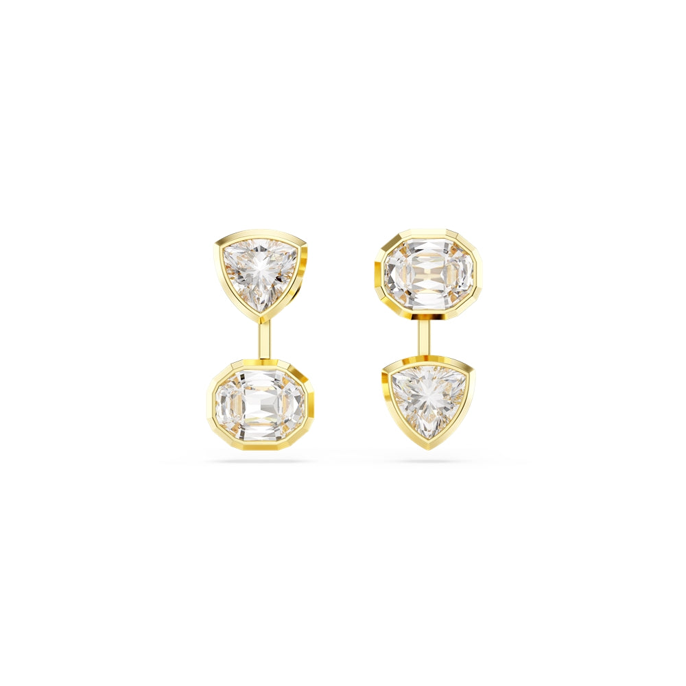 Swarovski Imber Gold Tone Mixed Cuts Asymmetrical Jacket Earrings