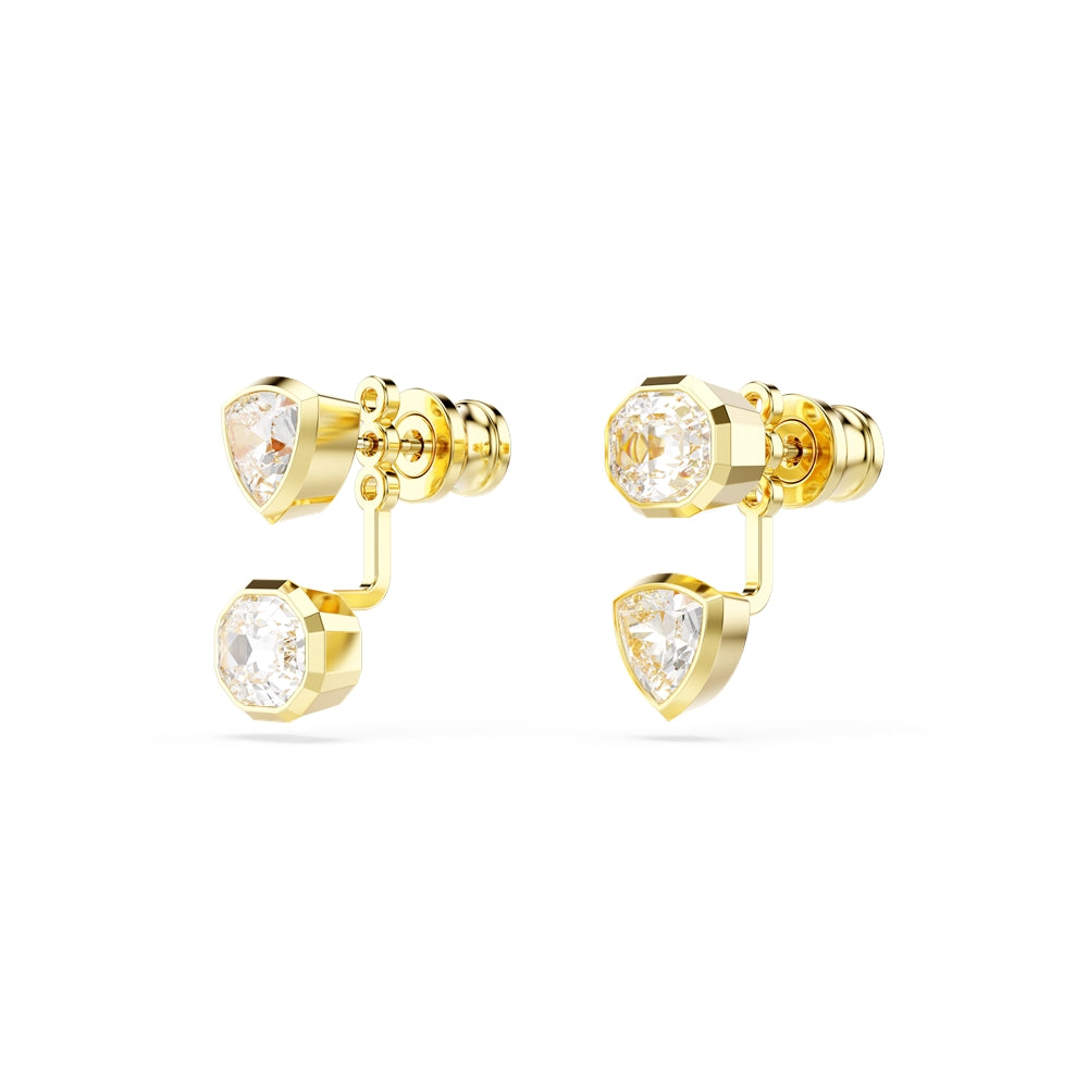 Swarovski Imber Gold Tone Mixed Cuts Asymmetrical Jacket Earrings