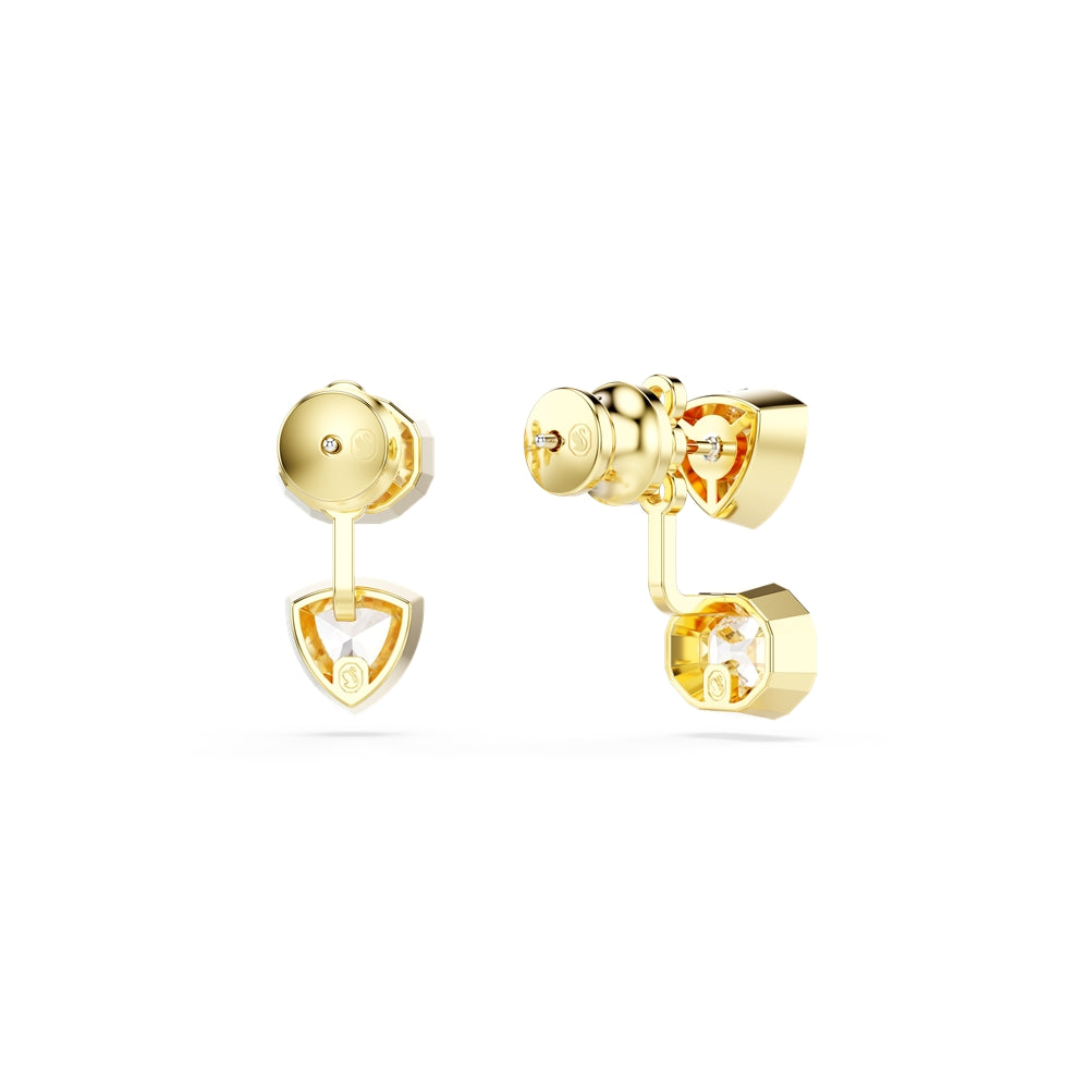 Swarovski Imber Gold Tone Mixed Cuts Asymmetrical Jacket Earrings