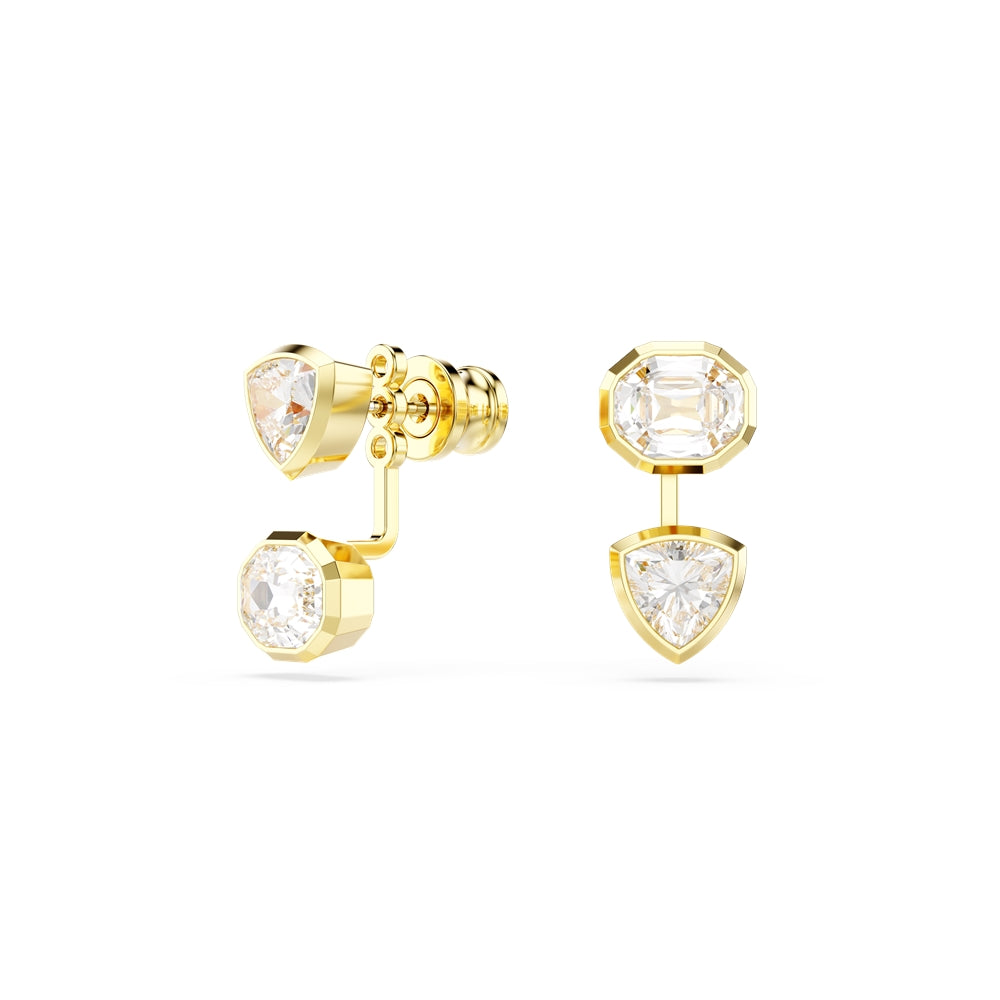 Swarovski Imber Gold Tone Mixed Cuts Asymmetrical Jacket Earrings