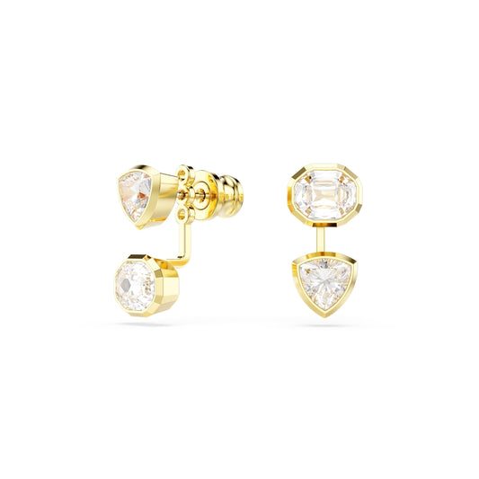 Swarovski Imber Gold Tone Mixed Cuts Asymmetrical Jacket Earrings