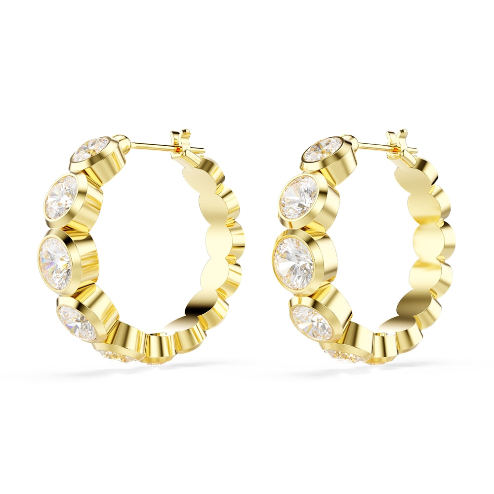 Swarovski Imber Gold Tone Round Cut Hoop Earrings