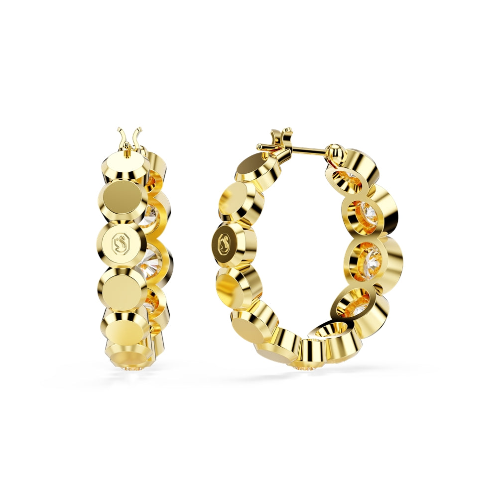 Swarovski Imber Gold Tone Round Cut Hoop Earrings
