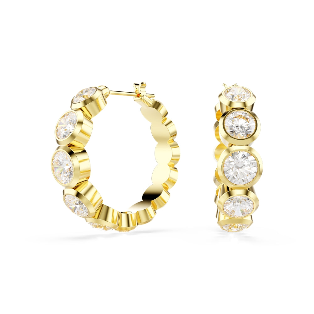 Swarovski Imber Gold Tone Round Cut Hoop Earrings