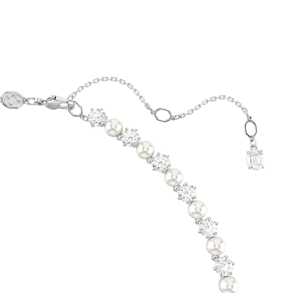 Swarovski Matrix Rhodium Plated Crystal Pearl Tennis Necklace