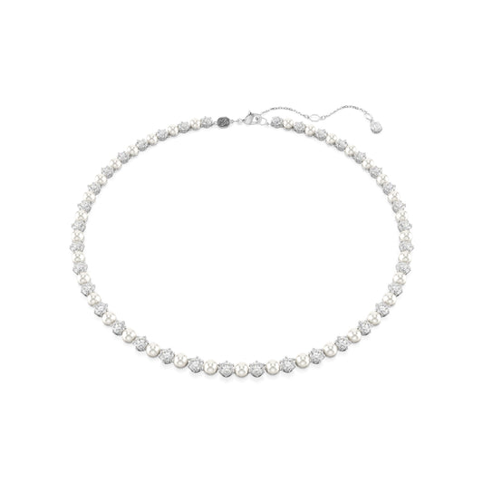 Swarovski Matrix Rhodium Plated Crystal Pearl Tennis Necklace