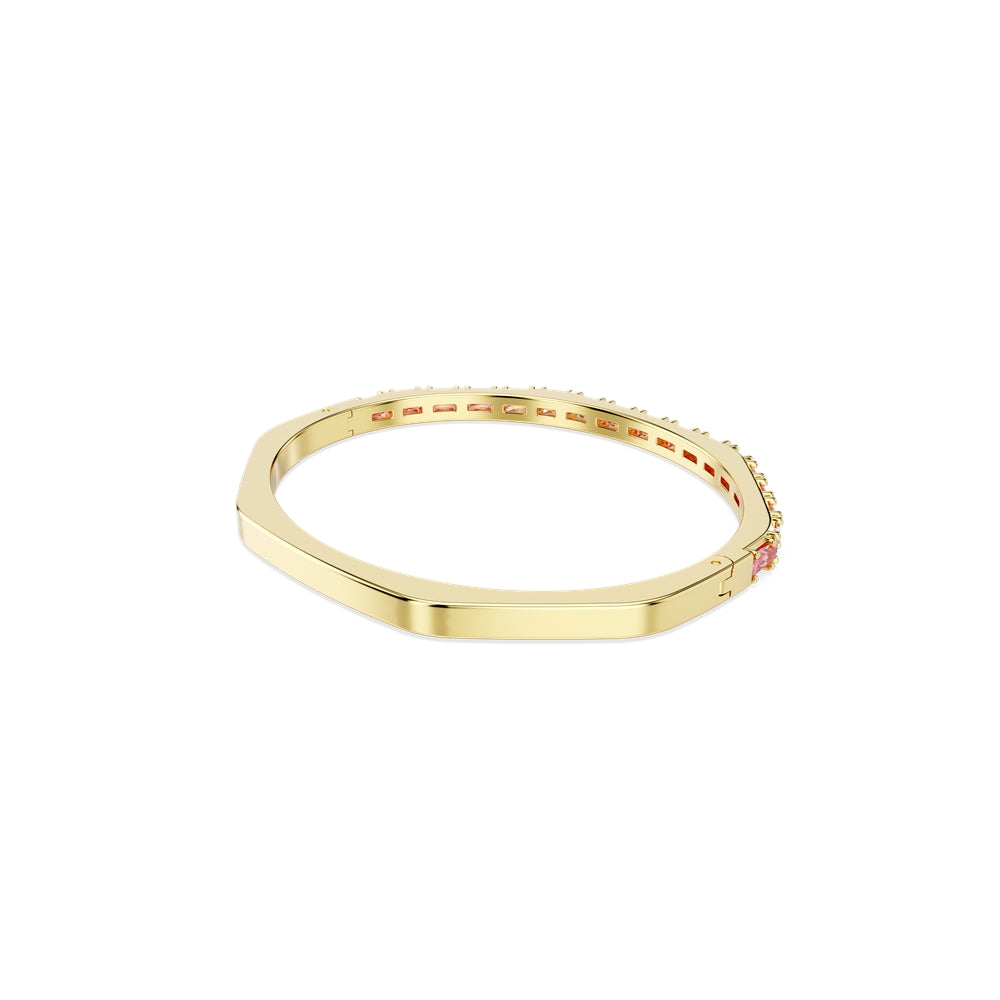 Swarovski Matrix Gold Tone Pink Baguette Cut Octagonal Bangle
