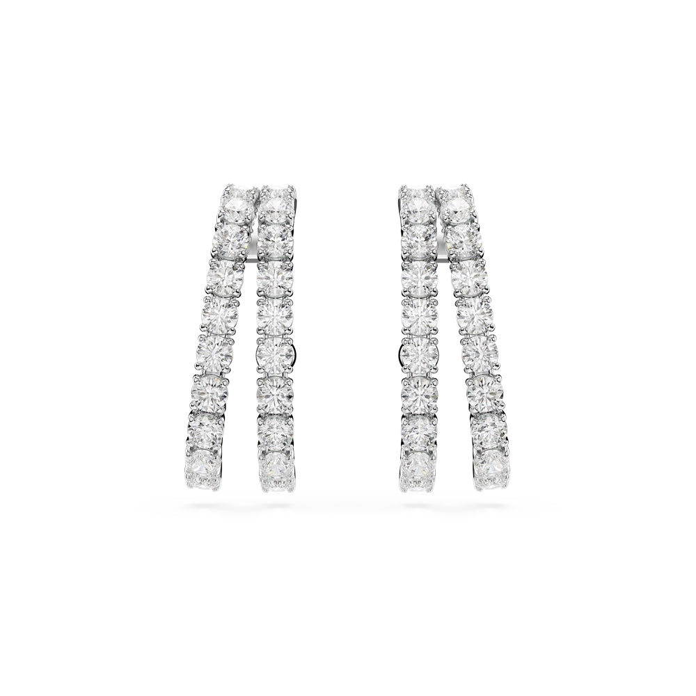 Swarovski Matrix Rhodium Plated Round Cut Ear Cuff Earrings