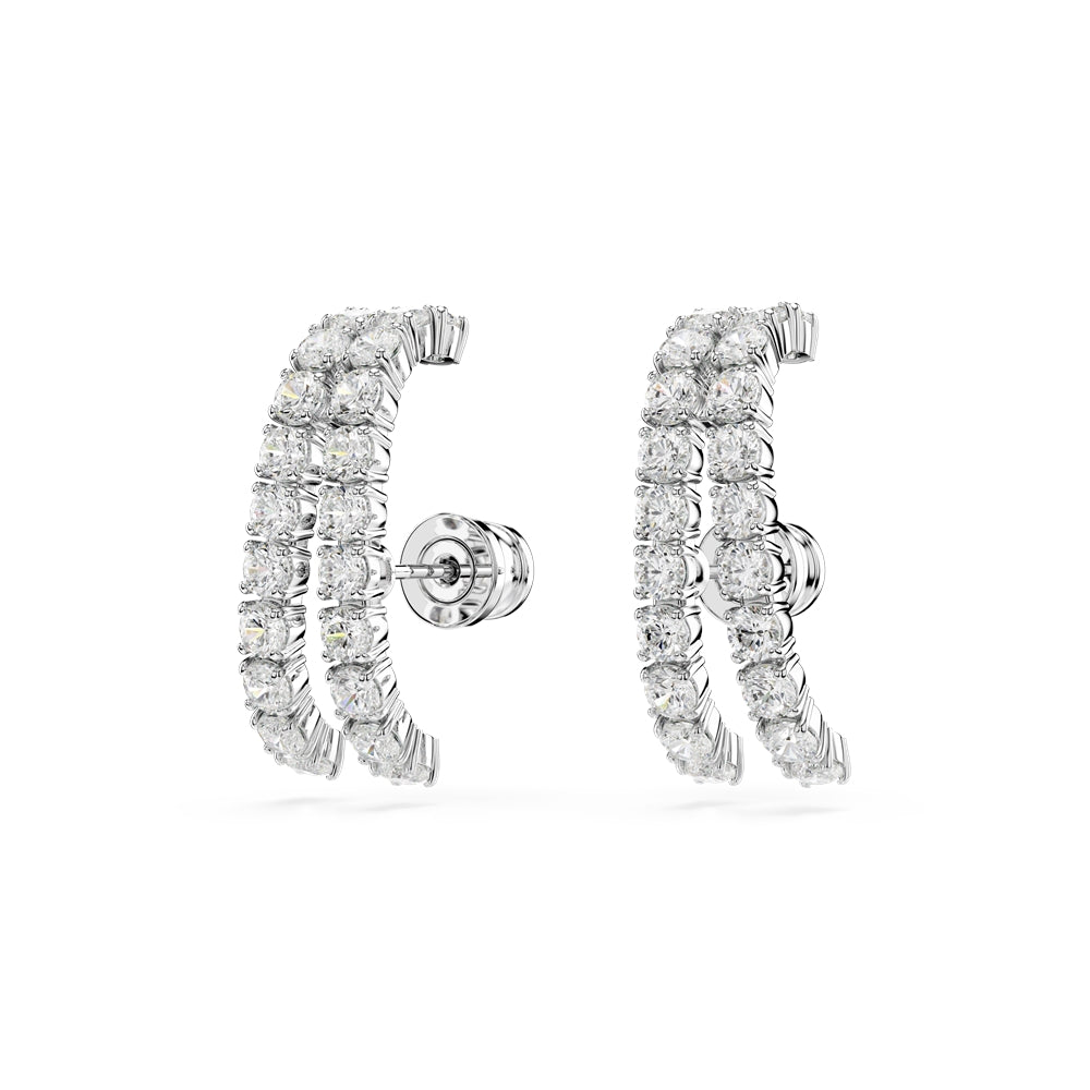 Swarovski Matrix Rhodium Plated Round Cut Ear Cuff Earrings