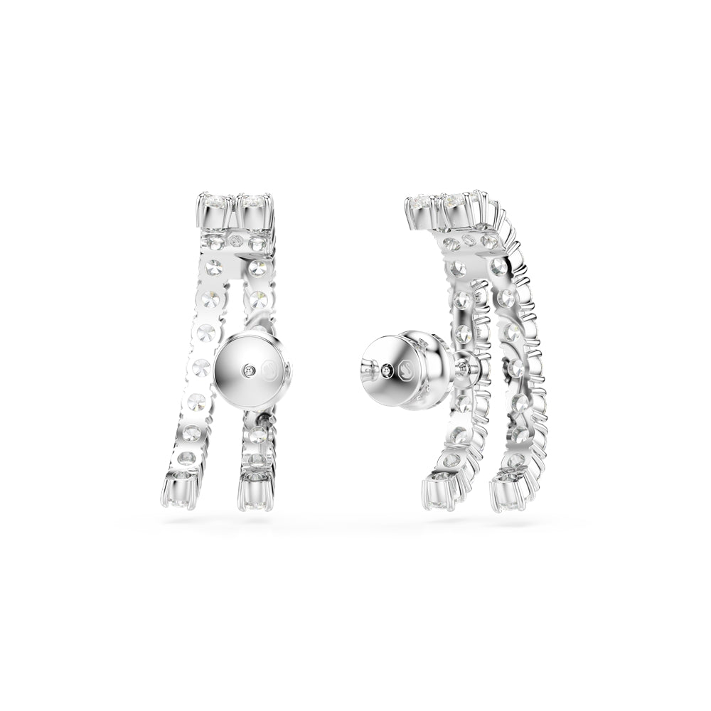 Swarovski Matrix Rhodium Plated Round Cut Ear Cuff Earrings