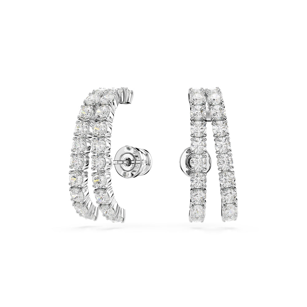 Swarovski Matrix Rhodium Plated Round Cut Ear Cuff Earrings
