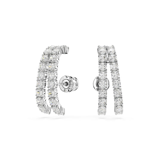 Swarovski Matrix Rhodium Plated Round Cut Ear Cuff Earrings
