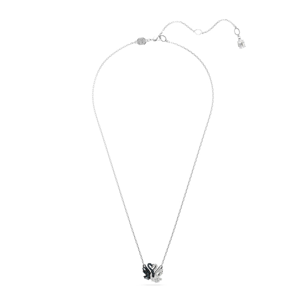 Swarovski Swan Rhodium Plated Black White Mixed Cut Necklace
