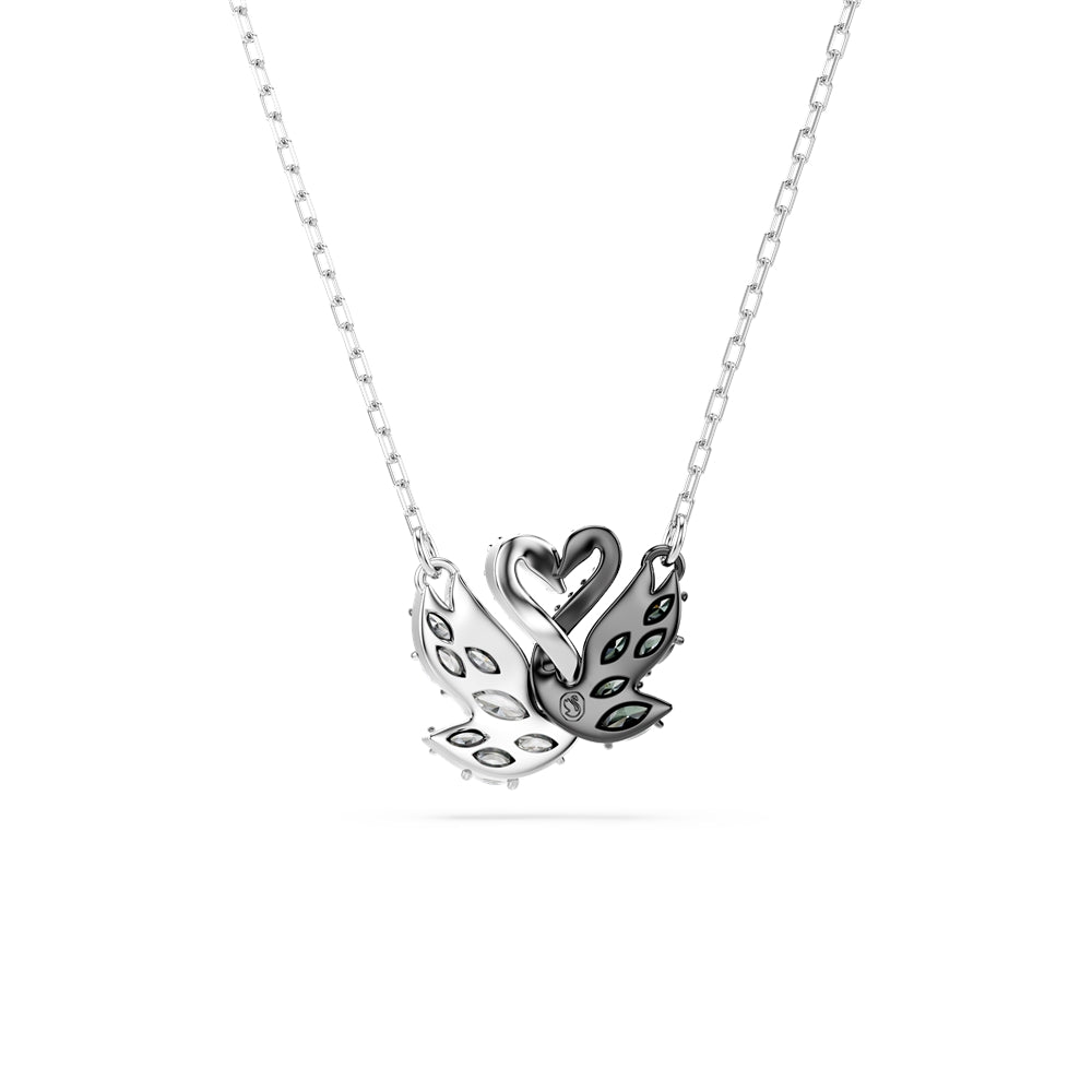 Swarovski Swan Rhodium Plated Black White Mixed Cut Necklace