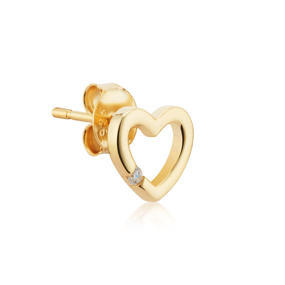 Argento Gold Crystal Heart Stud Earrings