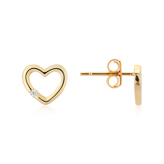Argento Gold Crystal Heart Stud Earrings