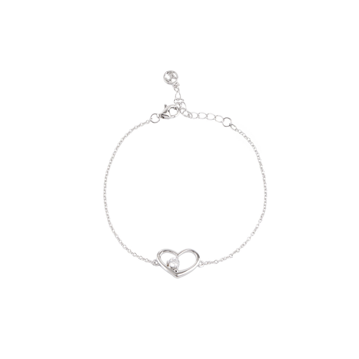 Argento Silver Crystal Floating Heart Bracelet