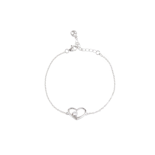 Argento Silver Crystal Floating Heart Bracelet