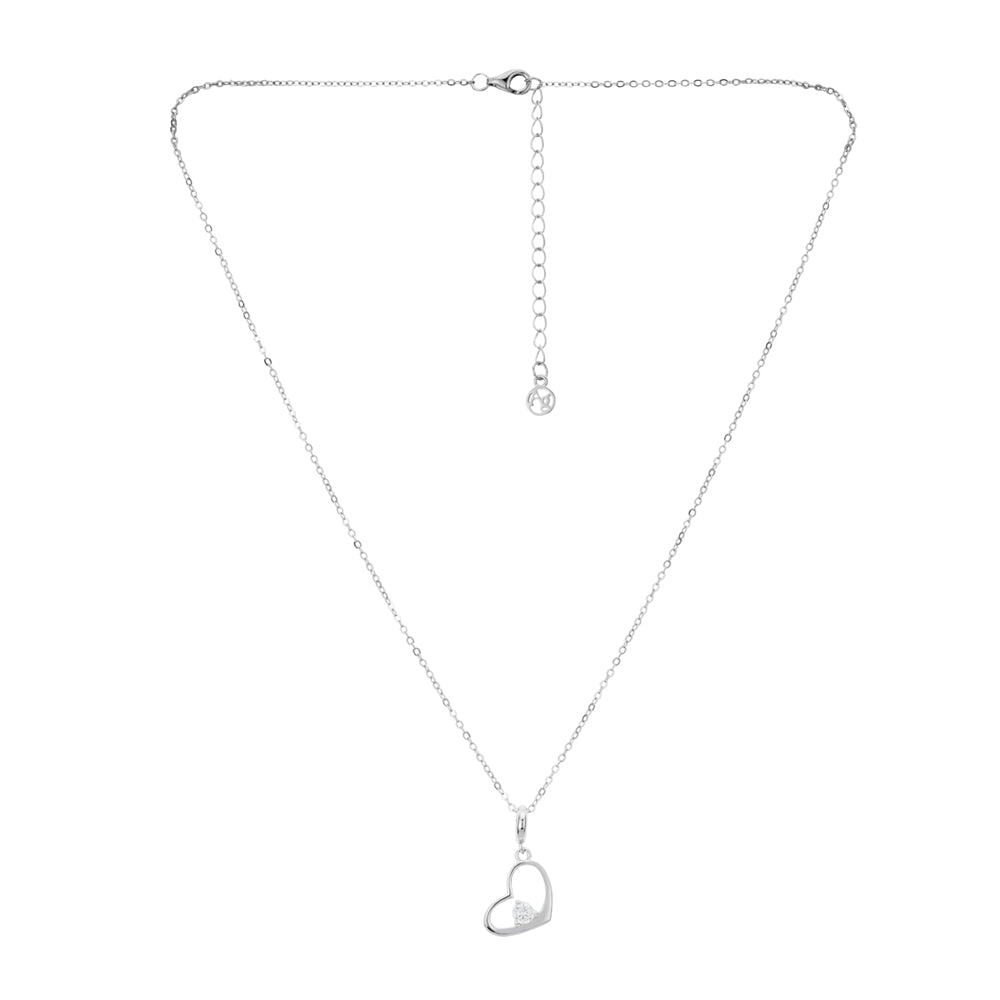Argento Silver Crystal Floating Heart Necklace