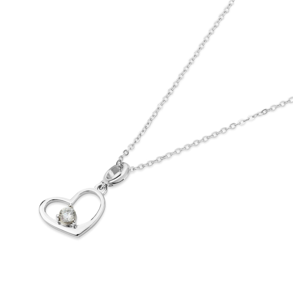 Argento Silver Crystal Floating Heart Necklace