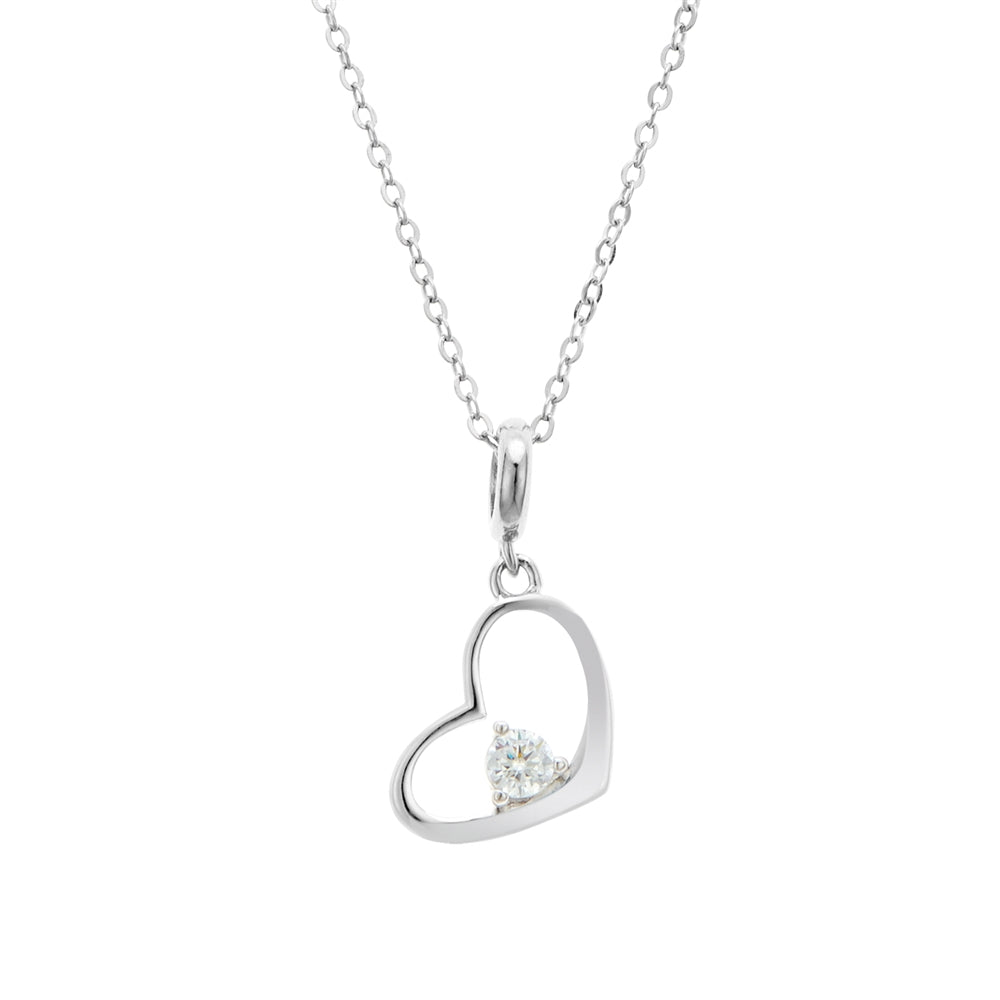 Argento Silver Crystal Floating Heart Necklace