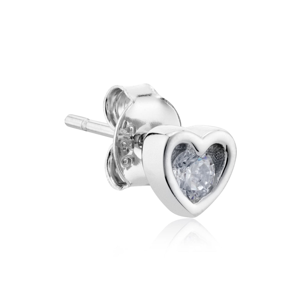 Argento Silver Crystal Floating Heart Stud Earrings