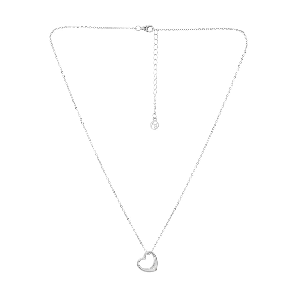 Argento Silver Crystal Heart Open Necklace