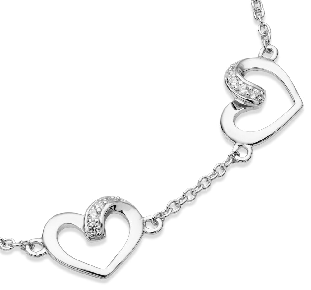 Argento Silver Crystal Multi Open Heart Bracelet
