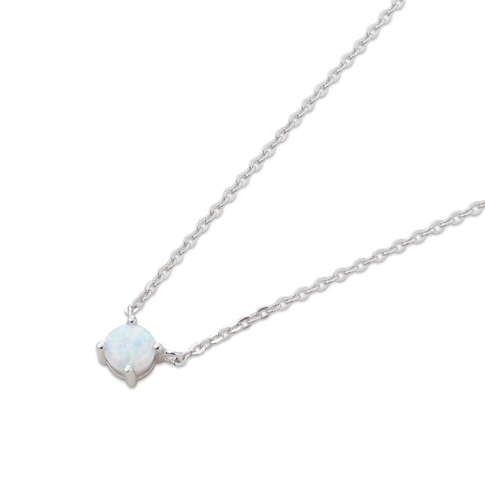 Argento Silver White Opal Crystal Necklace
