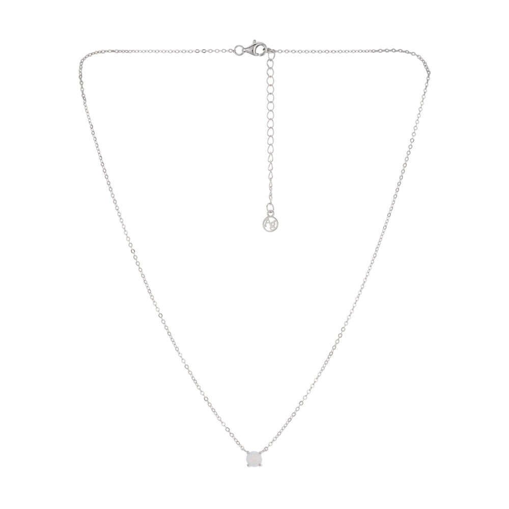 Argento Silver White Opal Crystal Necklace