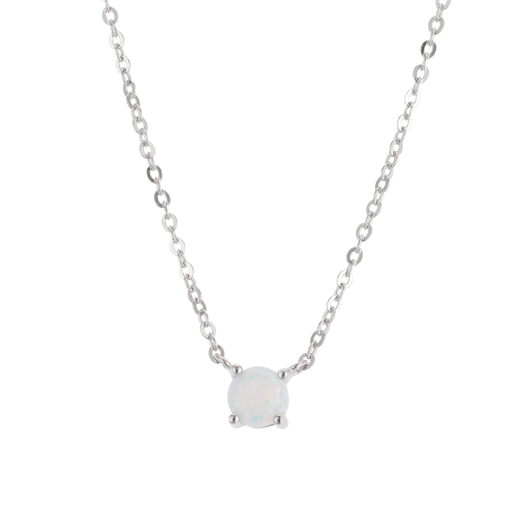 Argento Silver White Opal Crystal Necklace