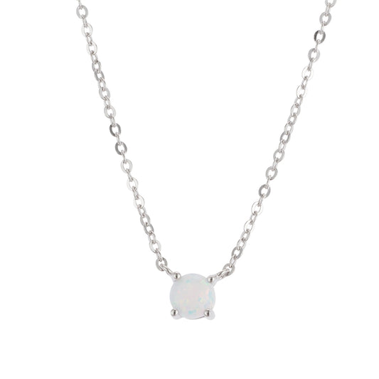Argento Silver White Opal Crystal Necklace