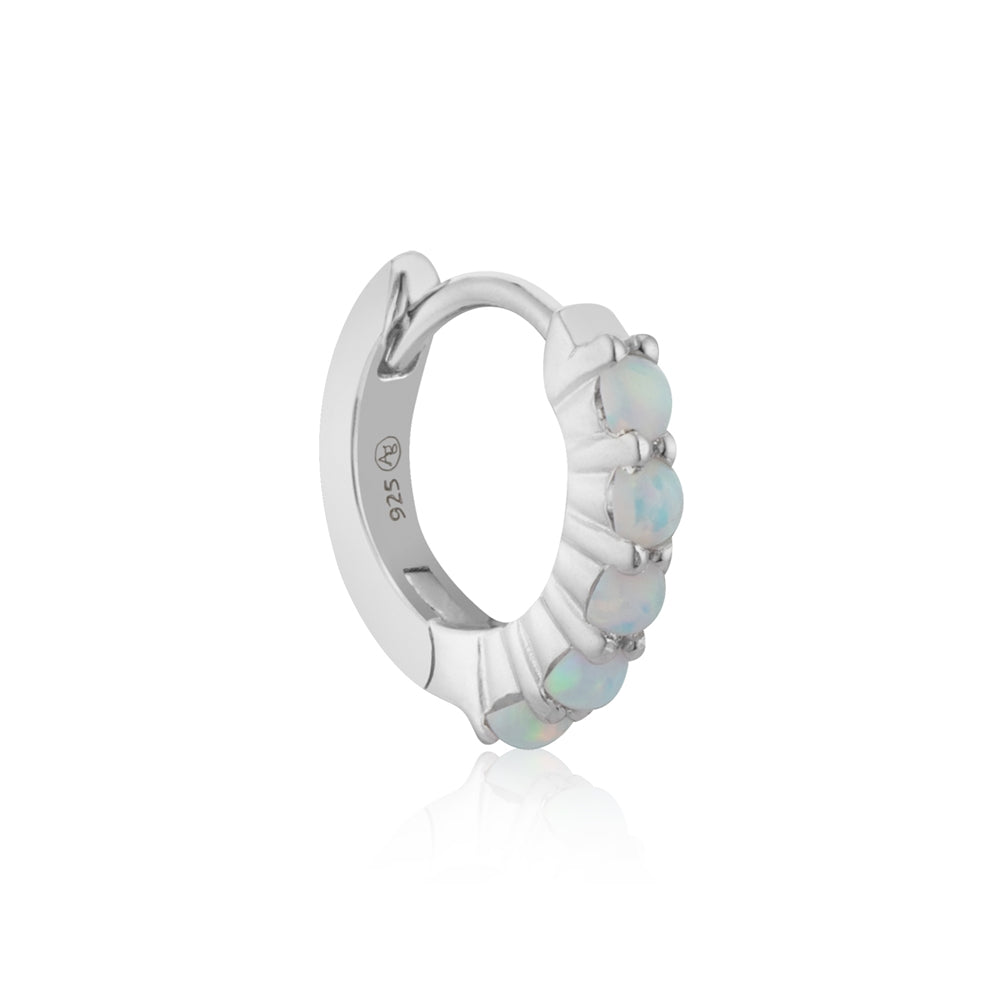 Argento Silver White Opal Hoop Earrings