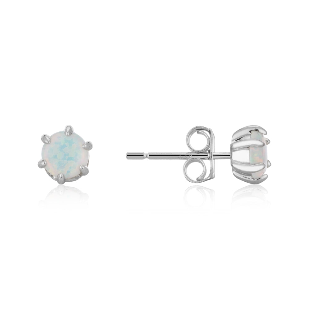 Argento Silver White Opal Stud Earrings