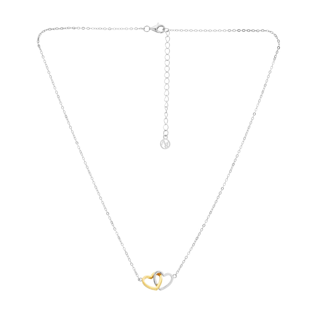 Argento Two Tone Interlinked Heart Necklace