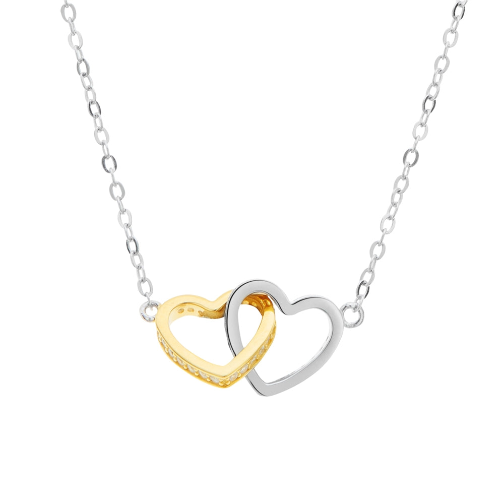 Argento Two Tone Interlinked Heart Necklace