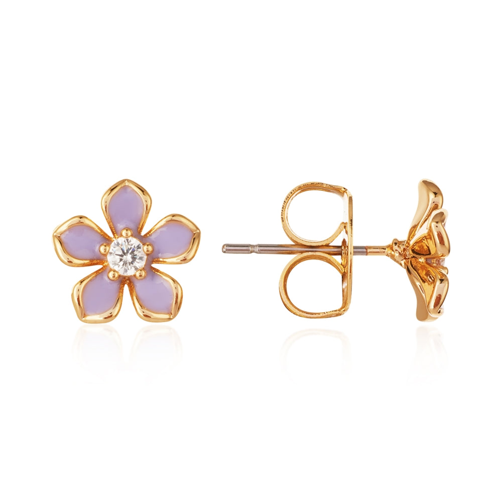 August Woods Gold Lilac Floral Stud Earrings