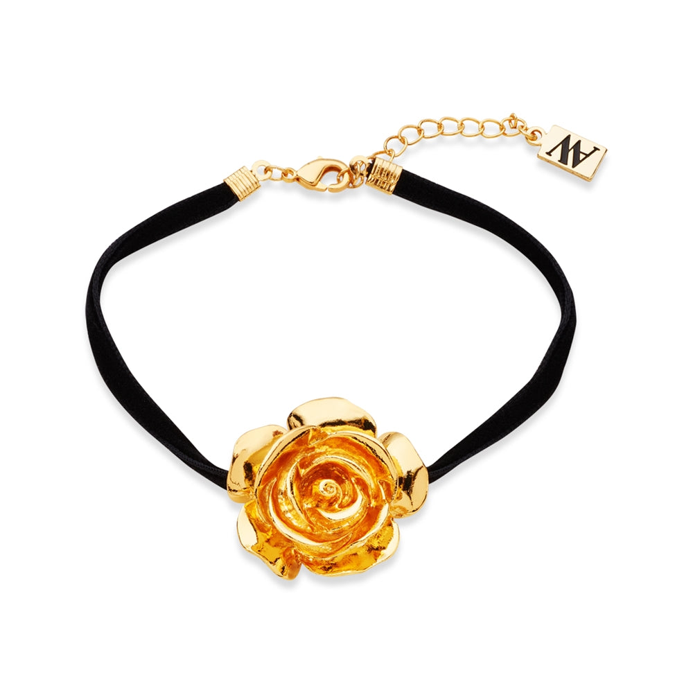 August Woods Gold and Black Cord Floral Bracelet