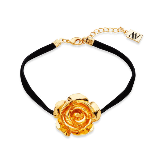 August Woods Gold and Black Cord Floral Bracelet