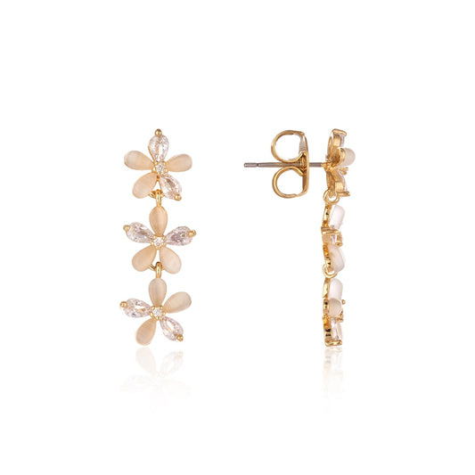 August Woods Gold Crystal Floral Drop Earrings